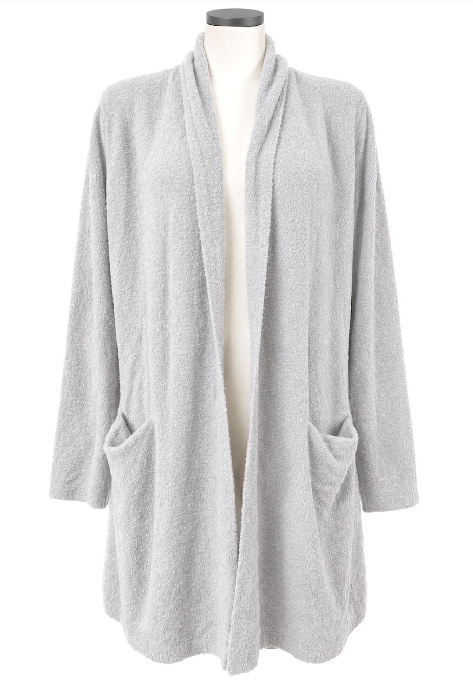 Barefoot Dreams CozyChic Lite Essential Long Cardigan Pure Water Gray L NWT